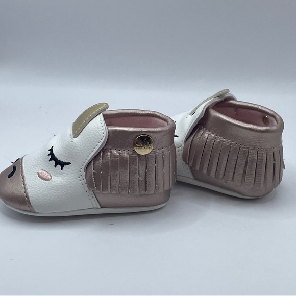 Nicole Miller Unicorn Rose Gold Infant Baby Slip On Moccasin Shoes Sz 0-6 Mos. - Picture 7 of 15
